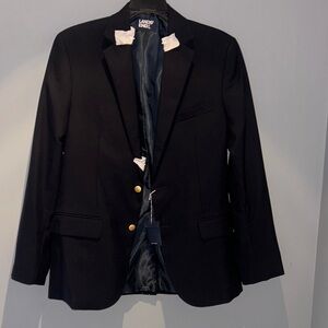 Lands' End Men's Classic Navy Blue Blazer with Brass Buttons